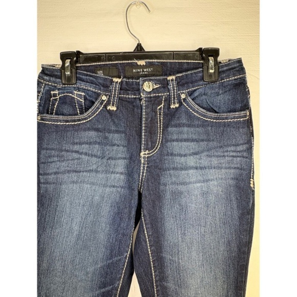 Nine West Jeans Womens 6 Dark Wash Embroidered Beaded Bootcut Denim Pants - Picture 7 of 11